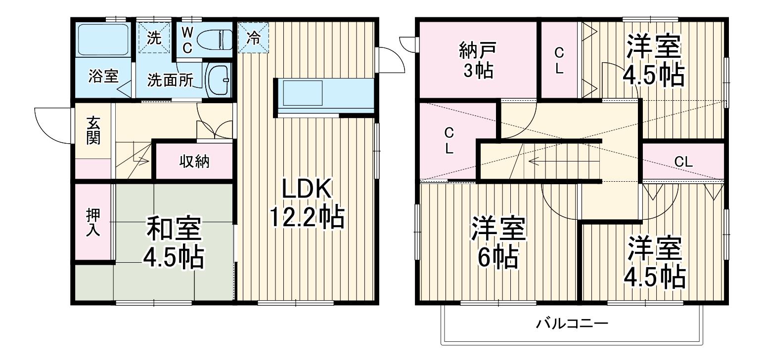 東海道本線 二宮駅 徒歩22分 2階建 築13年(4LDK)の間取り写真