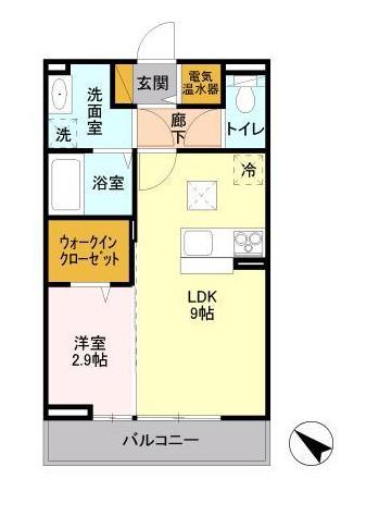 ユーチャリスⅡ(1LDK/1階)の間取り写真