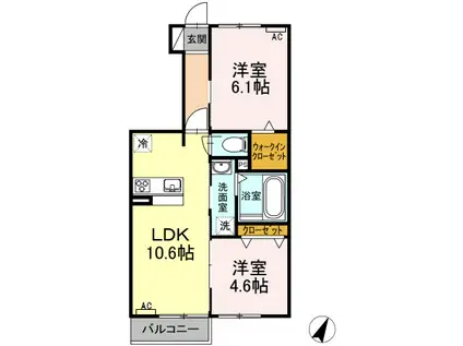 ルミエールカミ(2LDK/1階)の間取り写真