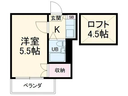 北松戸第7レジデンス(1K/1階)の間取り写真