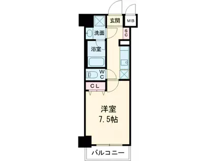 HYS綾瀬駅前(1K/7階)の間取り写真