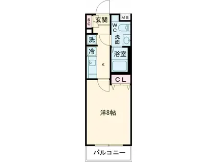 メイクスデザイン武蔵関イースト(1K/2階)の間取り写真