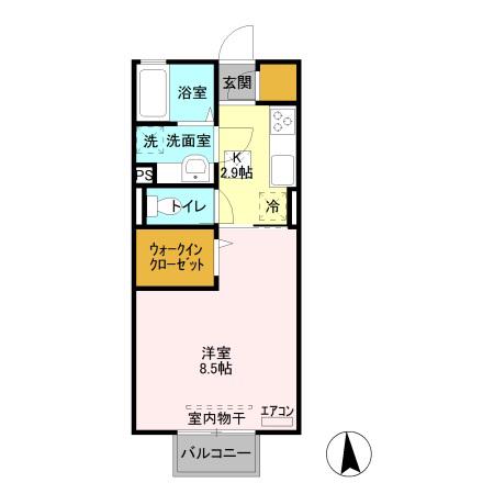 コスモス(1K/1階)の間取り写真