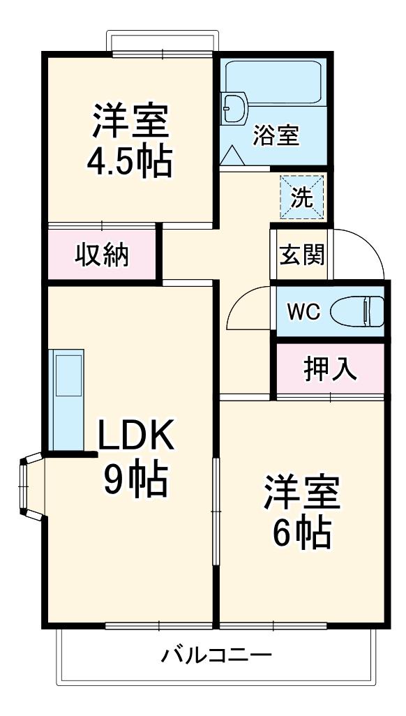 エステートビュラ(2LDK/1階)の間取り写真