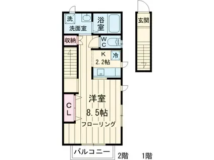 アロッジオ(1K/2階)の間取り写真