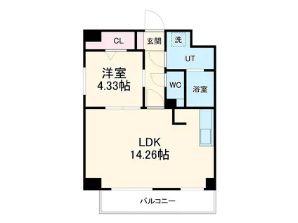 ウルフィエスタ徳川(1LDK/2階)の間取り写真