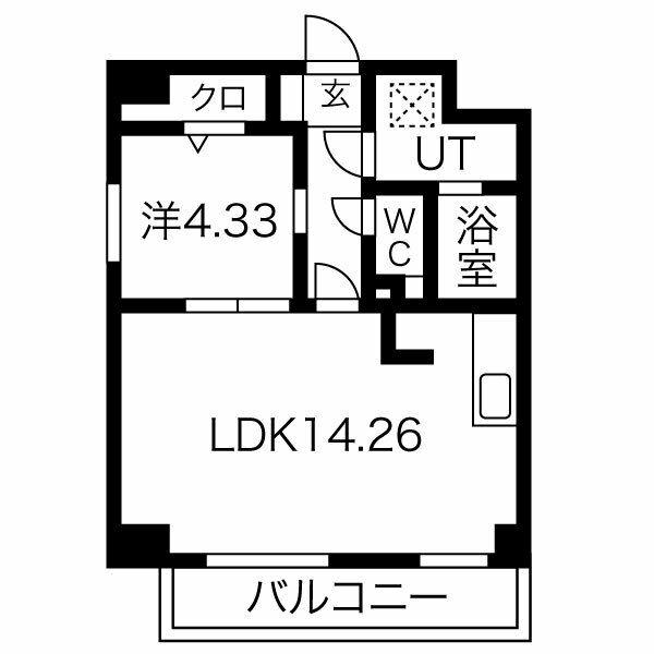 ウルフィエスタ徳川(1LDK/6階)の間取り写真