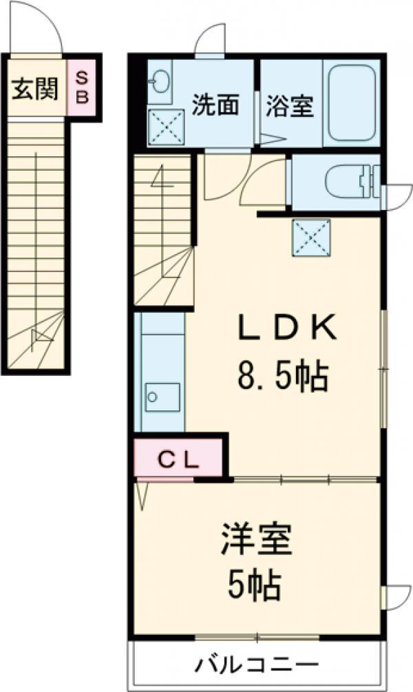 メゾンファミーユ(1LDK/2階)の間取り写真