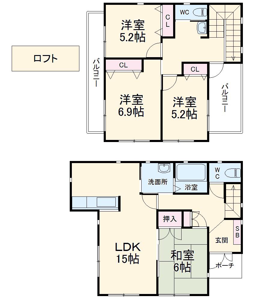 相模鉄道本線 二俣川駅 徒歩12分 2階建 築20年(4LDK)の間取り写真