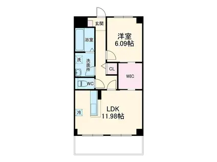 シュエット(1LDK/1階)の間取り写真