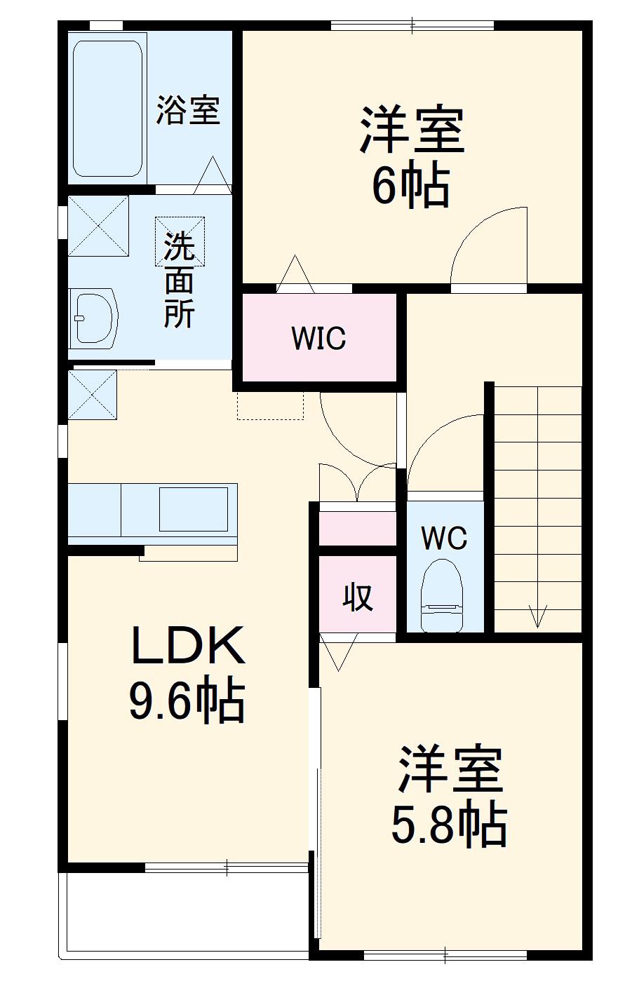 ハピネス A(2LDK/2階)の間取り写真