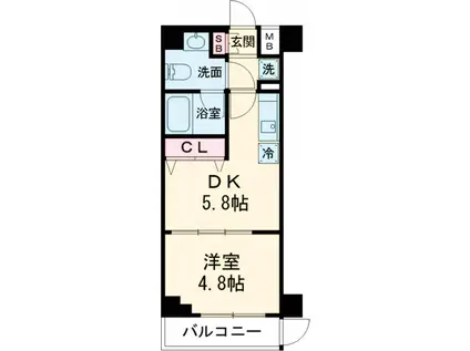 ラフィスタ新小岩Ⅲ(1DK/2階)の間取り写真