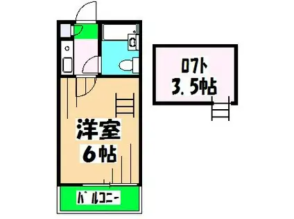 ジュネパレス船橋第10(1K/2階)の間取り写真