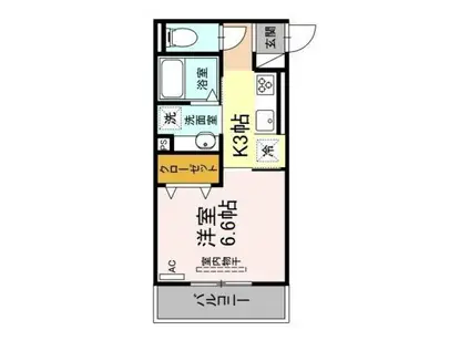 GRAND D-ROOM京町(1K/1階)の間取り写真