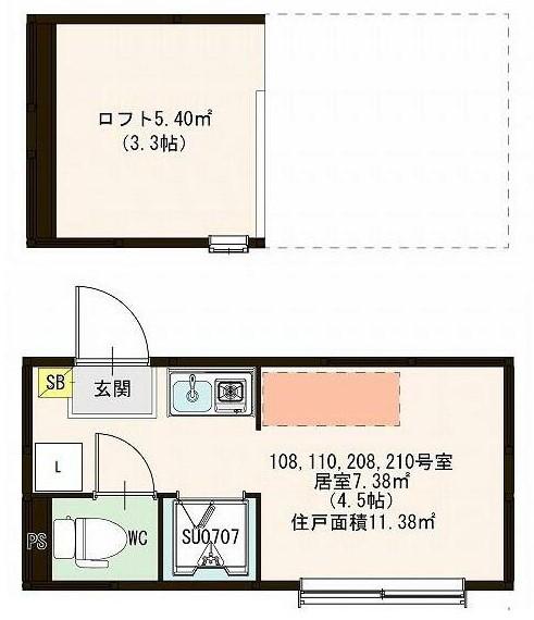 ハーモニーテラス西ヶ原Ⅲ(ワンルーム/2階)の間取り写真