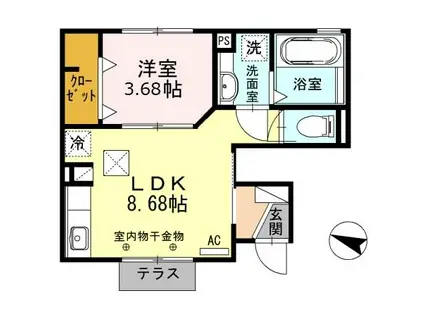 ラシードⅡ(1LDK/1階)の間取り写真