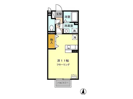 アドミラーブル桜(ワンルーム/2階)の間取り写真