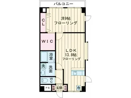 クイーンパレス浅伊(1LDK/9階)の間取り写真