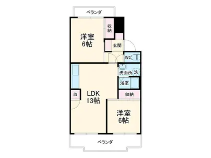 行田ハイツ2号棟(2LDK/1階)の間取り写真