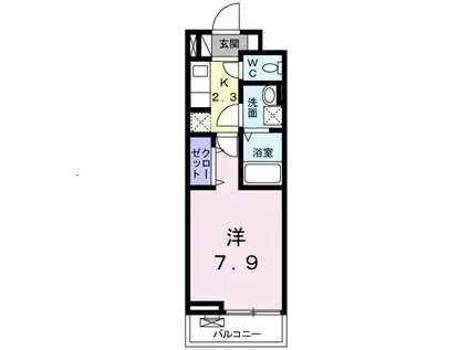 フレイム(1K/2階)の間取り写真