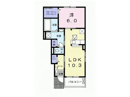 富士見ハイツ NEO Ⅲ(1LDK/1階)の間取り写真