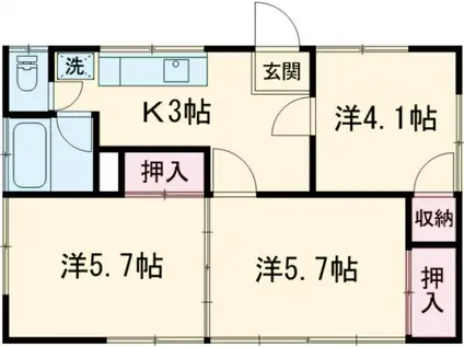 東北本線 宇都宮駅 徒歩41分 1階建 築46年(3K)の間取り写真