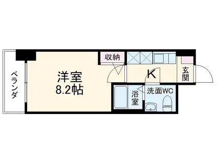 ヴェッセル幅下(1K/8階)の間取り写真