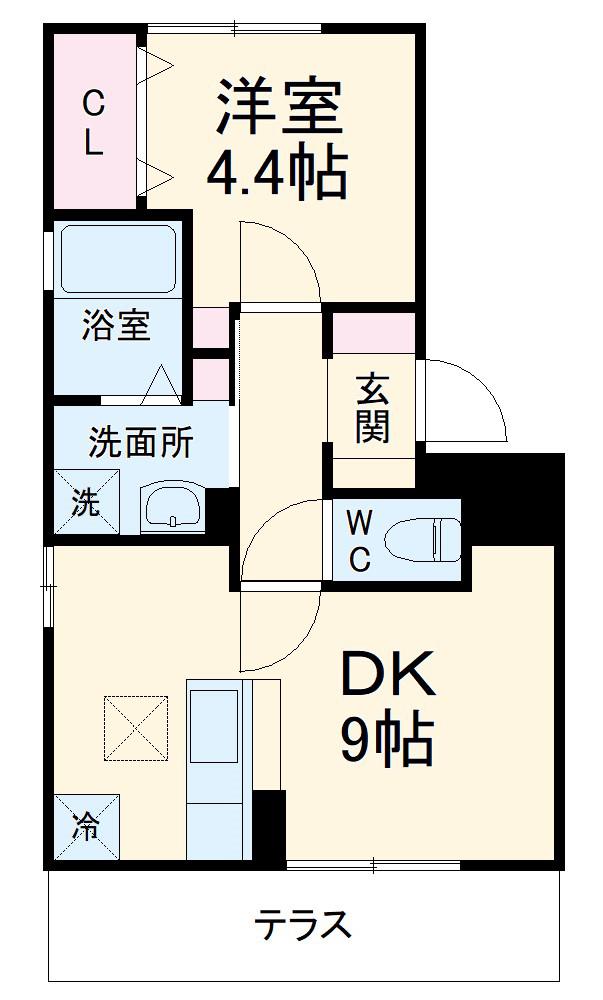 セジュール古橋3(1DK/1階)の間取り写真