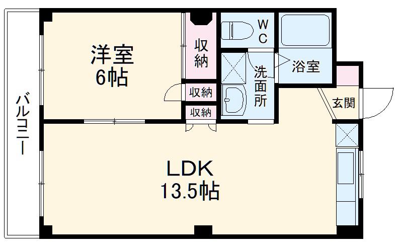 エスペランサC棟(1LDK/2階)の間取り写真