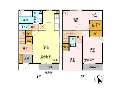 ピーノ・スミレC(3LDK/1階)の間取り写真