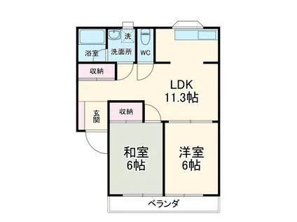 ハイツKAM(2LDK/2階)の間取り写真