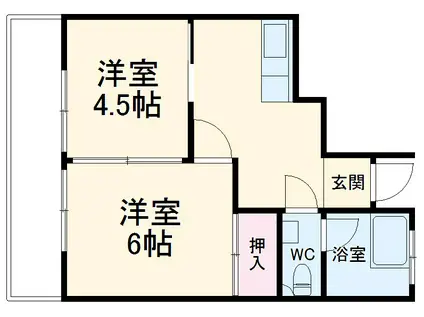 蒔田フラワーマンション(2DK/2階)の間取り写真