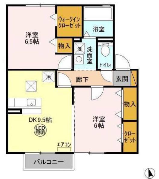 マローネB(2DK/1階)の間取り写真