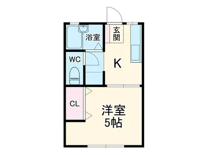 ふれあいタウン A棟(1K/1階)の間取り写真