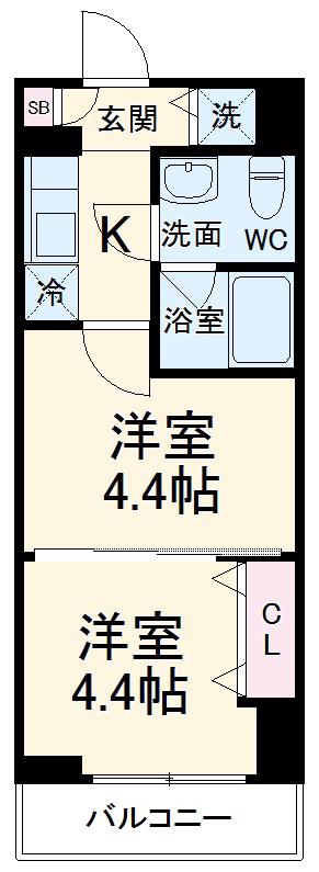ラフィスタ川崎6(1DK/6階)の間取り写真