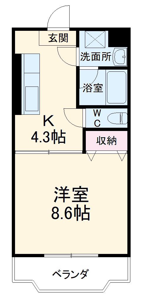 マンションプラネット(1DK/2階)の間取り写真