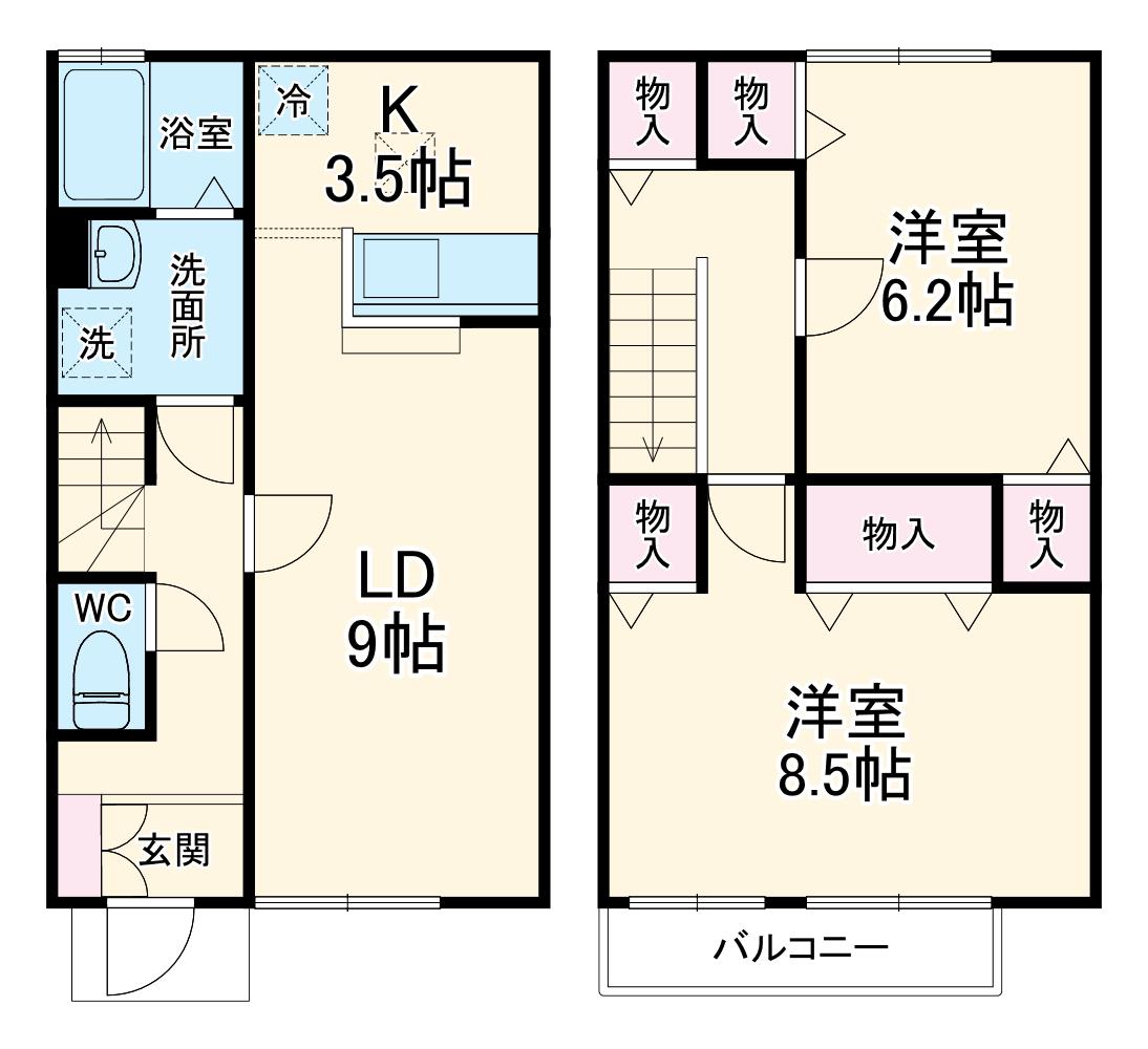 テラスハウス東海岸(2LDK)の間取り写真