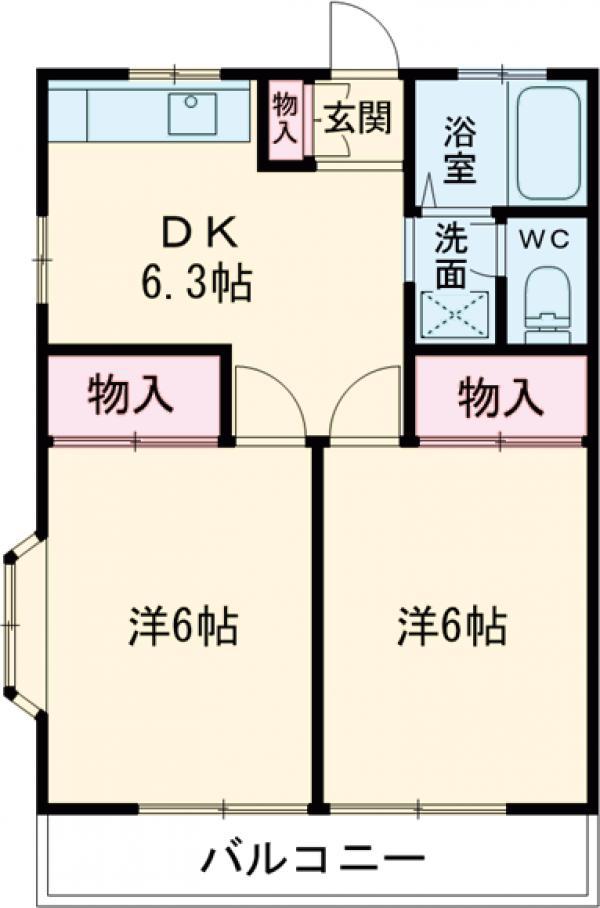 K-SHOWハイツ6(2DK/1階)の間取り写真
