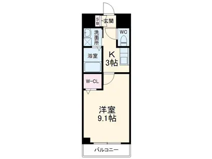 アルカンシエル名駅(1K/4階)の間取り写真