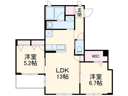 VILLA風の杜(2LDK/2階)の間取り写真
