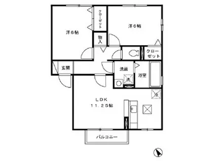 カーサピノリーブロ(2LDK/1階)の間取り写真