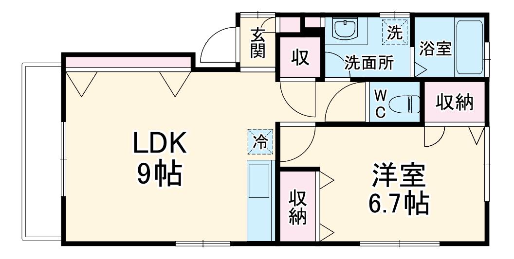 ピュアメゾン大原(1LDK/2階)の間取り写真