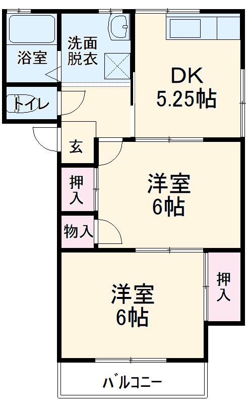 コーポ国府台(2DK/1階)の間取り写真