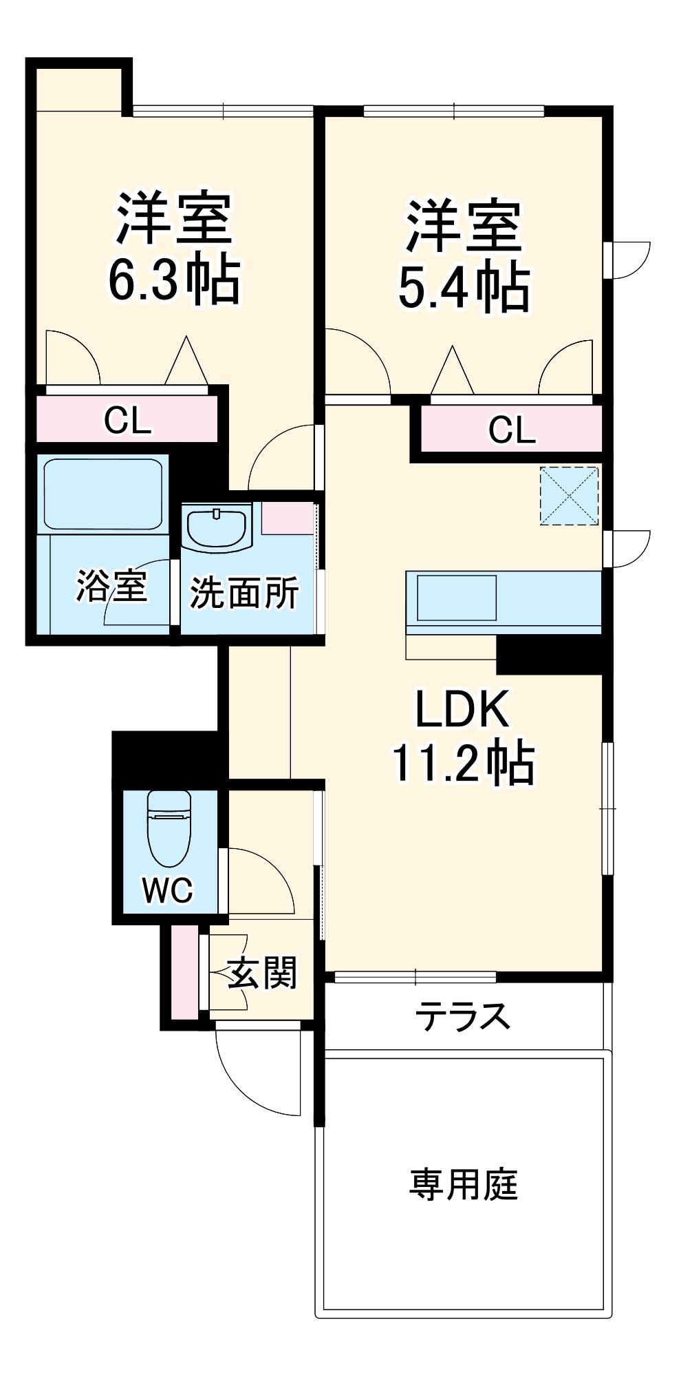 LOASIS(2LDK/1階)の間取り写真