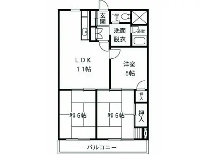 布施ビル1(3LDK/4階)の間取り写真