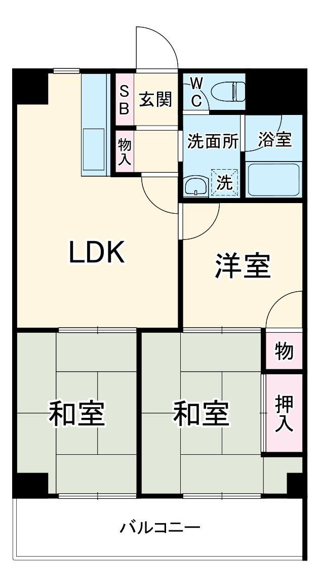布施ビル1(3LDK/5階)の間取り写真
