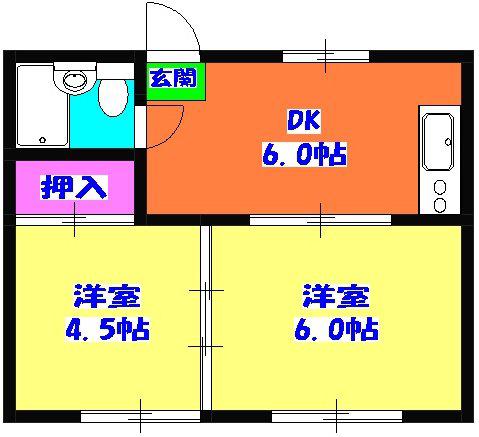 コーポ長栄(2DK/2階)の間取り写真