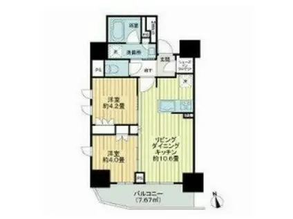 ライオンズ早稲田ミレス(2LDK/12階)の間取り写真