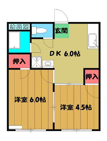石橋マンション(2DK/2階)の間取り写真