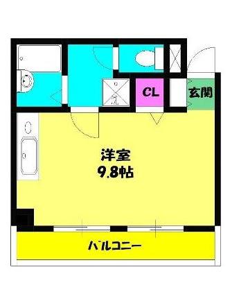 新田町小川マンション(ワンルーム/2階)の間取り写真